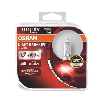 Set de 2 Becuri H11 12V 55W PGJ19-2 OSRAM NIGHT BREAKER SILVER 64211NBS DUO